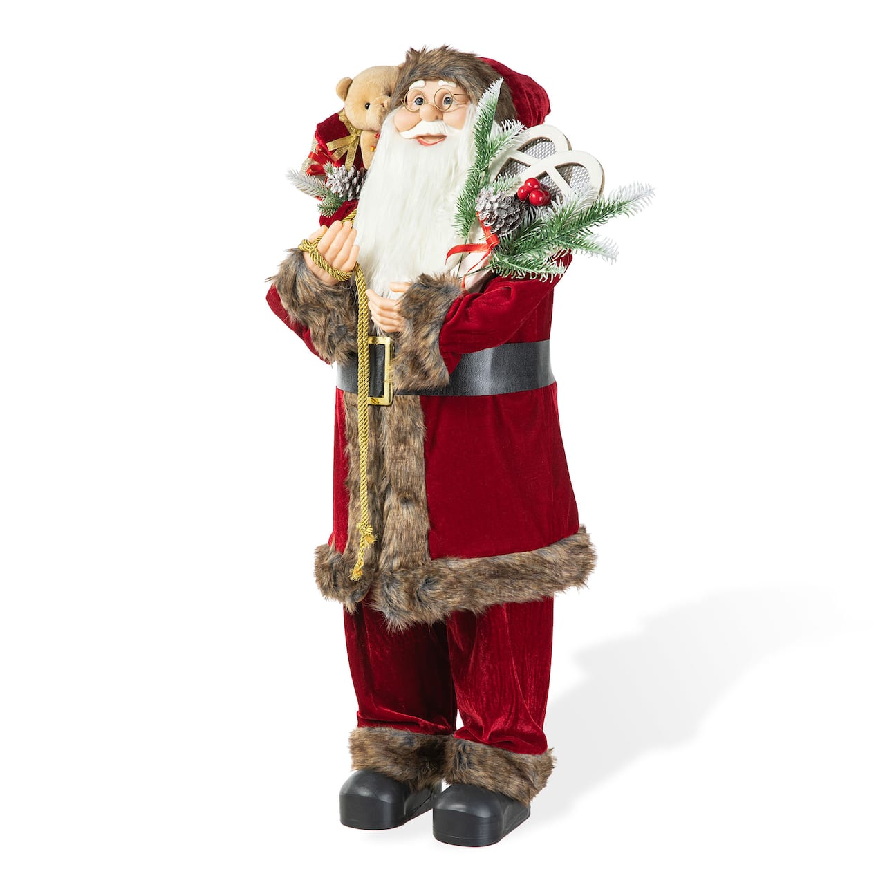 Glitzhome® 35.5" Faux Fur Traditional Christmas Santa Figurine